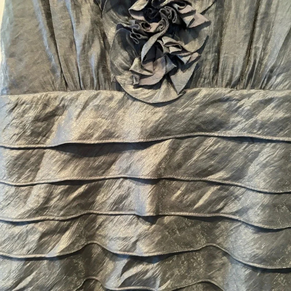 LONDON TIMES PETITES WOMENS SILVER DRESS WEDDING FORMAL SUMMER WINTER SIZE 12P - Picture 6 of 8